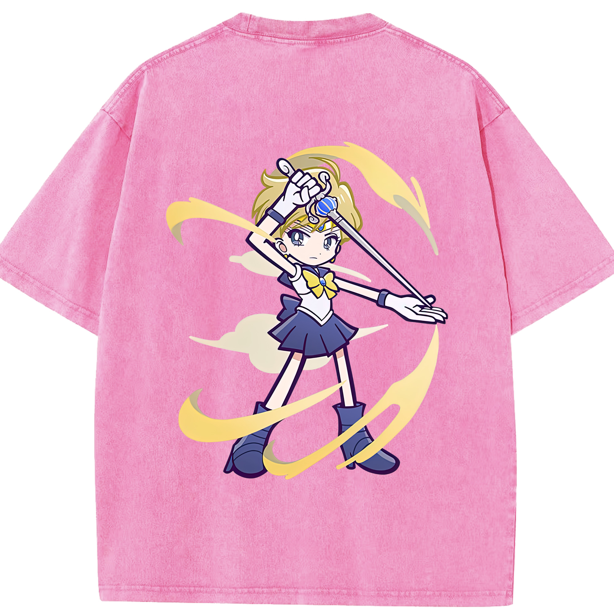 （画像用） 美少女戦士セーラームーン 天王はるか Sailor Moon Tenoh Haruka 綿100% ヴィンテージ風 半袖Tシャツ（背面プリント）